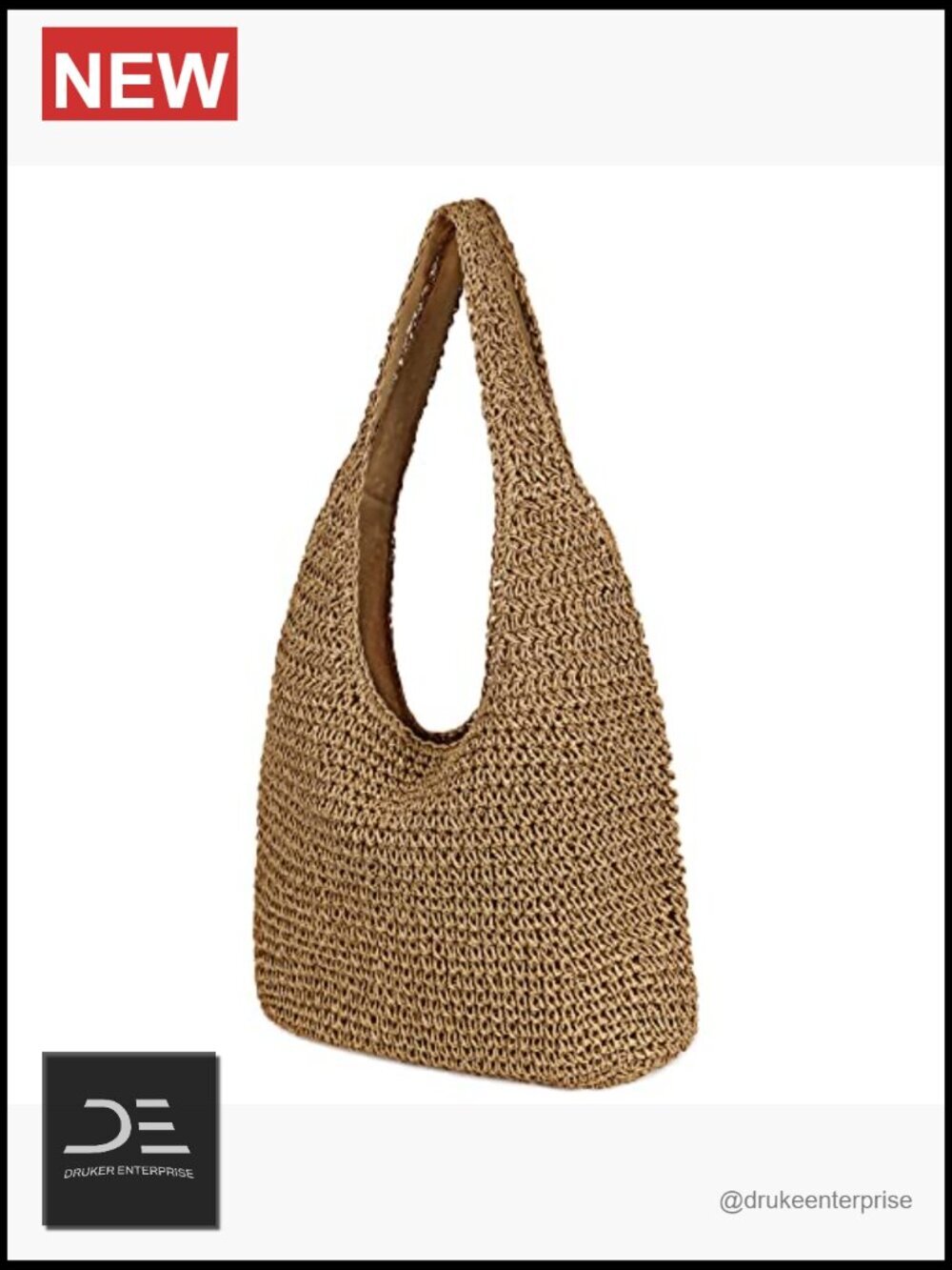 Handwoven Straw Beach Bag Large Tote Shoulder Hobo Purse Summer - Picture 3 of 6